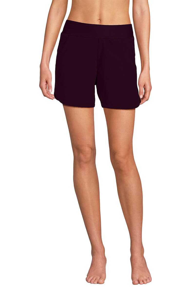 Lands' End SunShade UPF 50 5" Board Shorts, Main, color, Dark Wine