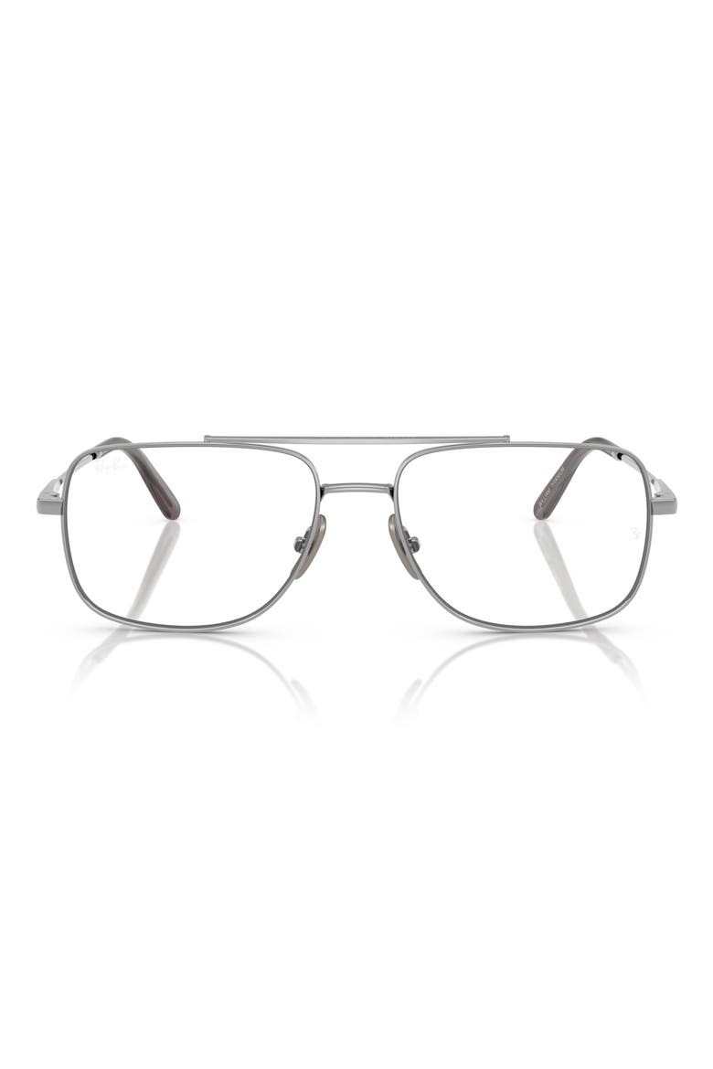 William Titanium 56mm Square Optical Glasses, Main, color, SILVER