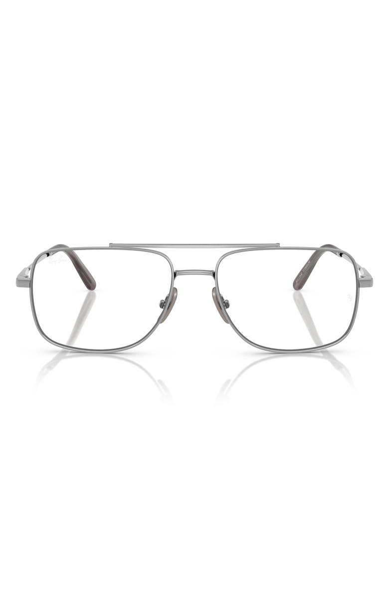 Ray-Ban 58mm Square Optical Glasses, Main, color, Silver