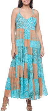 RANEES Patchwork Cotton Maxi Sundress