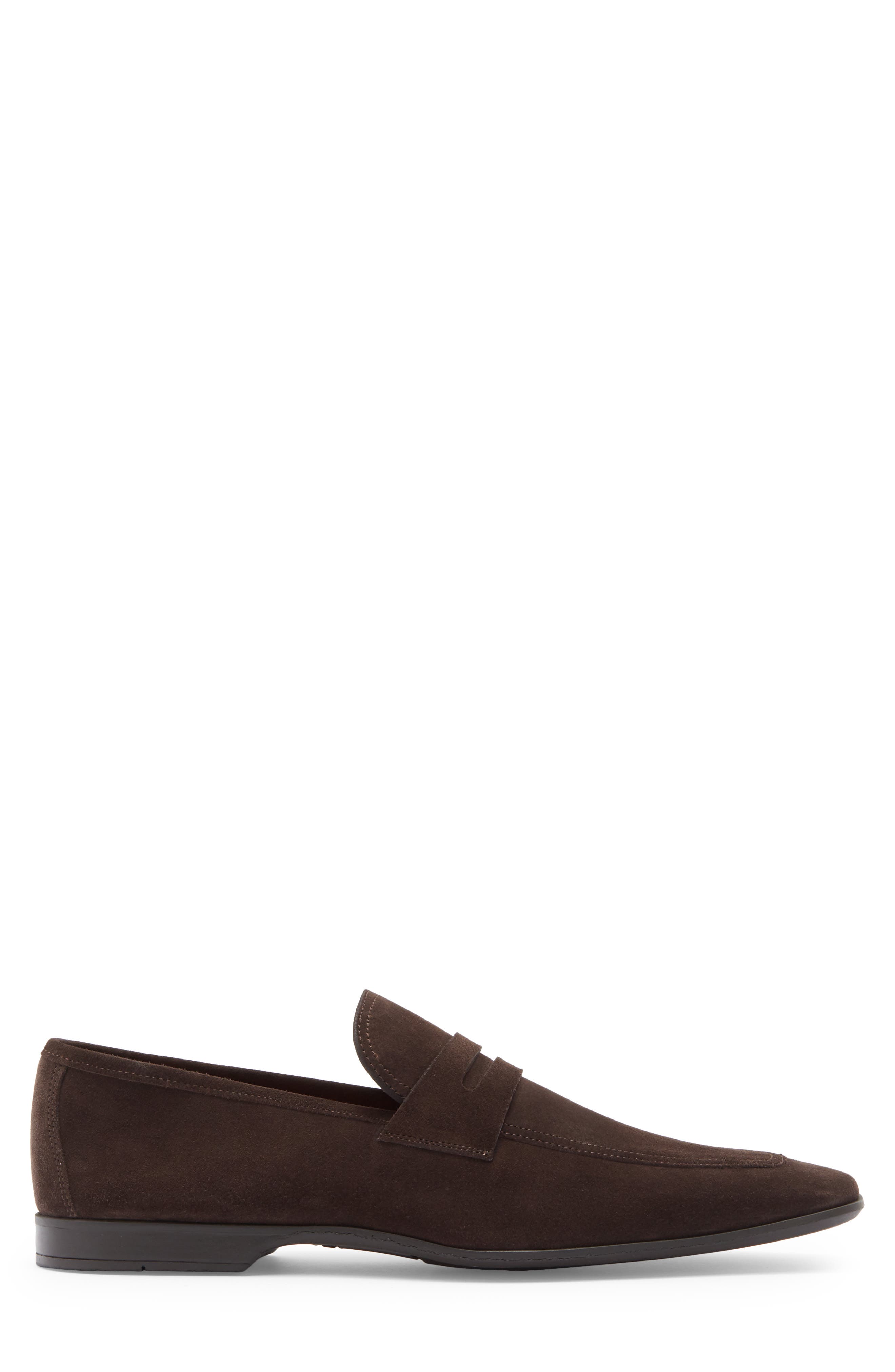 Vince Leather Penny Loafer, Alternate, color, BROWN SUEDE