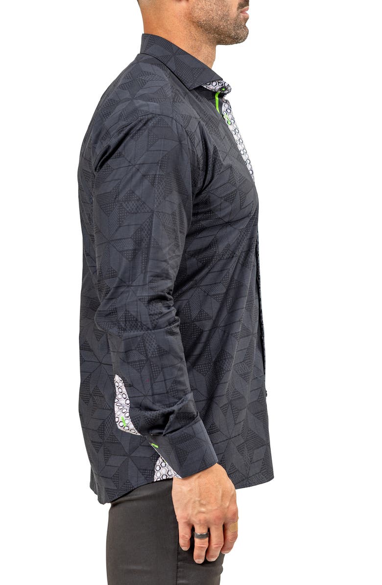 Maceoo Eins Marthy Contemporary Fit Cotton Button-Up Shirt, Alternate, color, Black