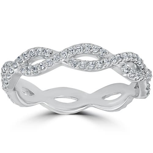 Bliss Diamond 3/8 Cttw Diamond Infinity Eternity Wedding Ring Stackable Band 14k Gold In 14k White Gold
