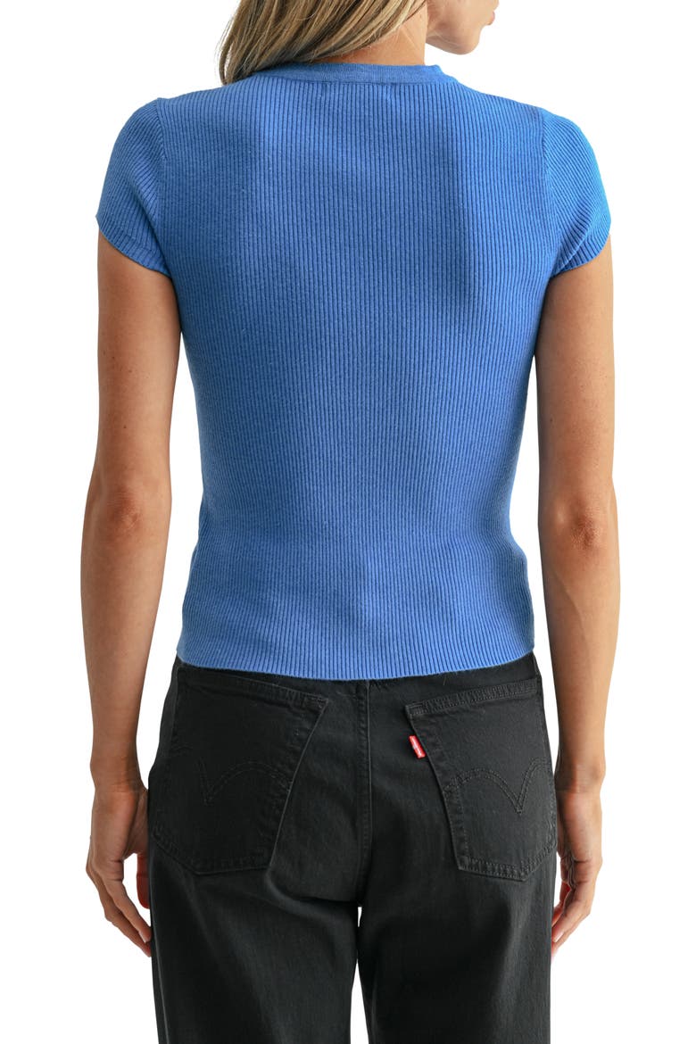 Cap Sleeve Rib Knit Cardigan Top, Alternate, color, CORNFLOWER BLUE