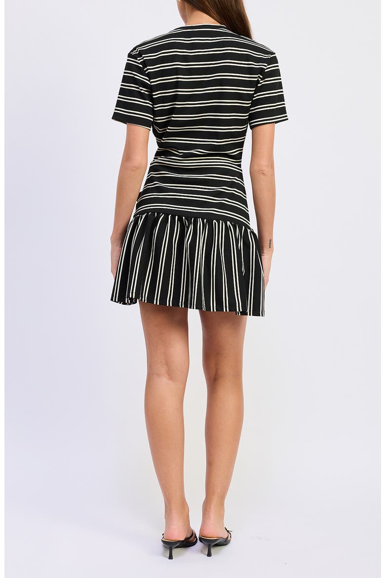 Cara Stripe Jersey Minidress, Alternate, color, BLACK IVORY