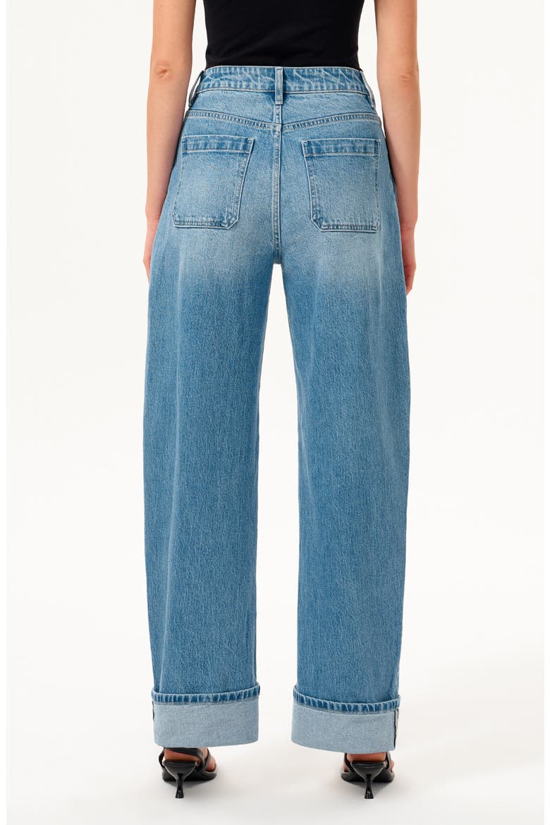 High Waist Cuffed Barrel Jeans, Alternate, color, PALLIDUS