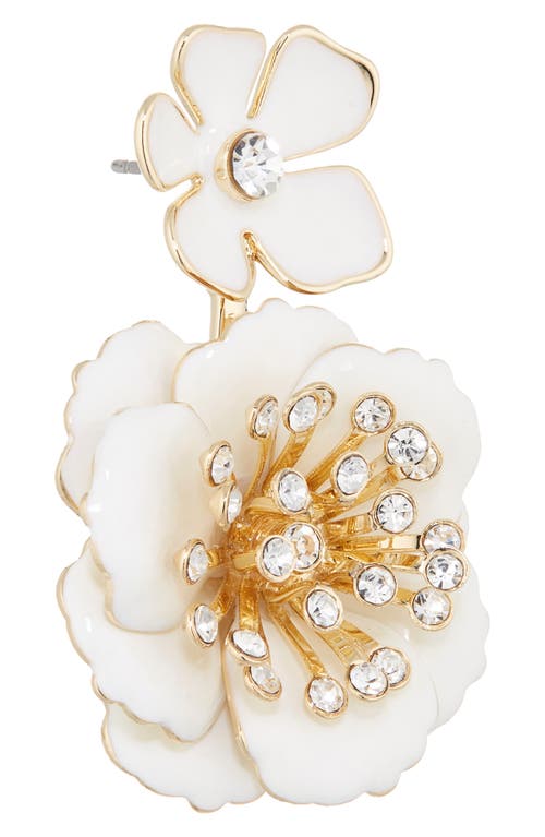 Carolina Herrera Floral Dangle Drop Earrings In White
