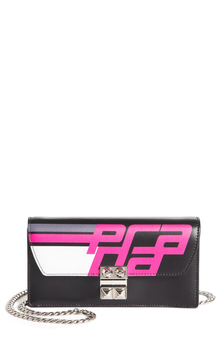 Prada City Leather Wallet on a Chain, Main, color, 
