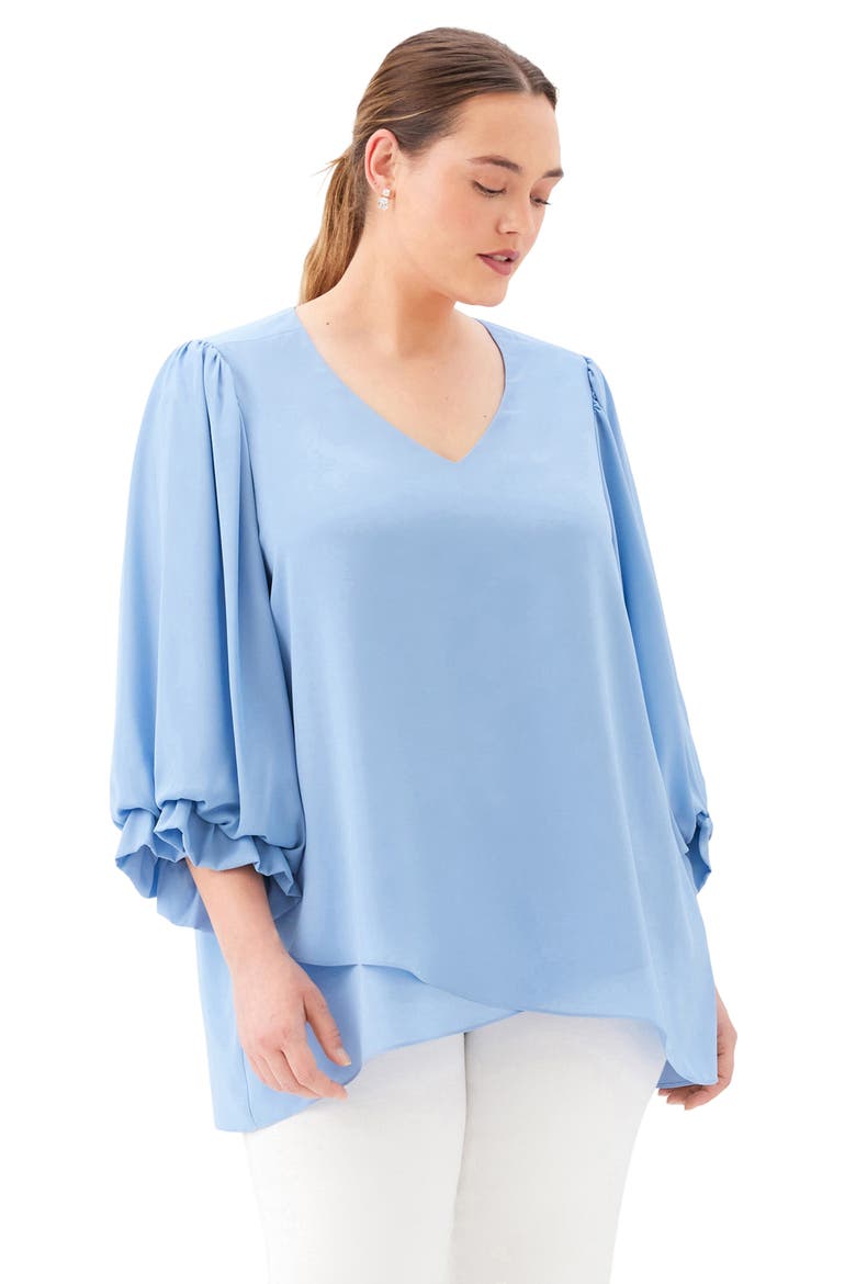 Layered Sleeve Asymmetric Top, Alternate, color, CHAMBRAY