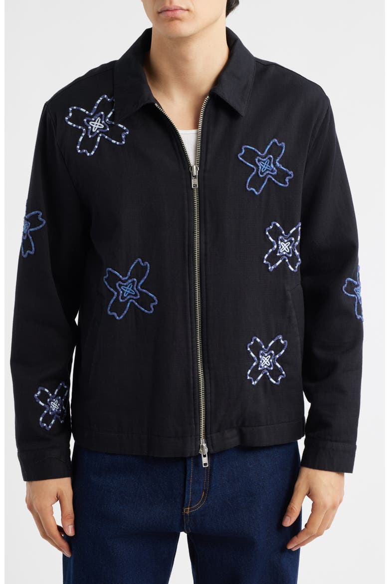 Eldon Floral Cotton Twill Jacket, Alternate, color, BLACK