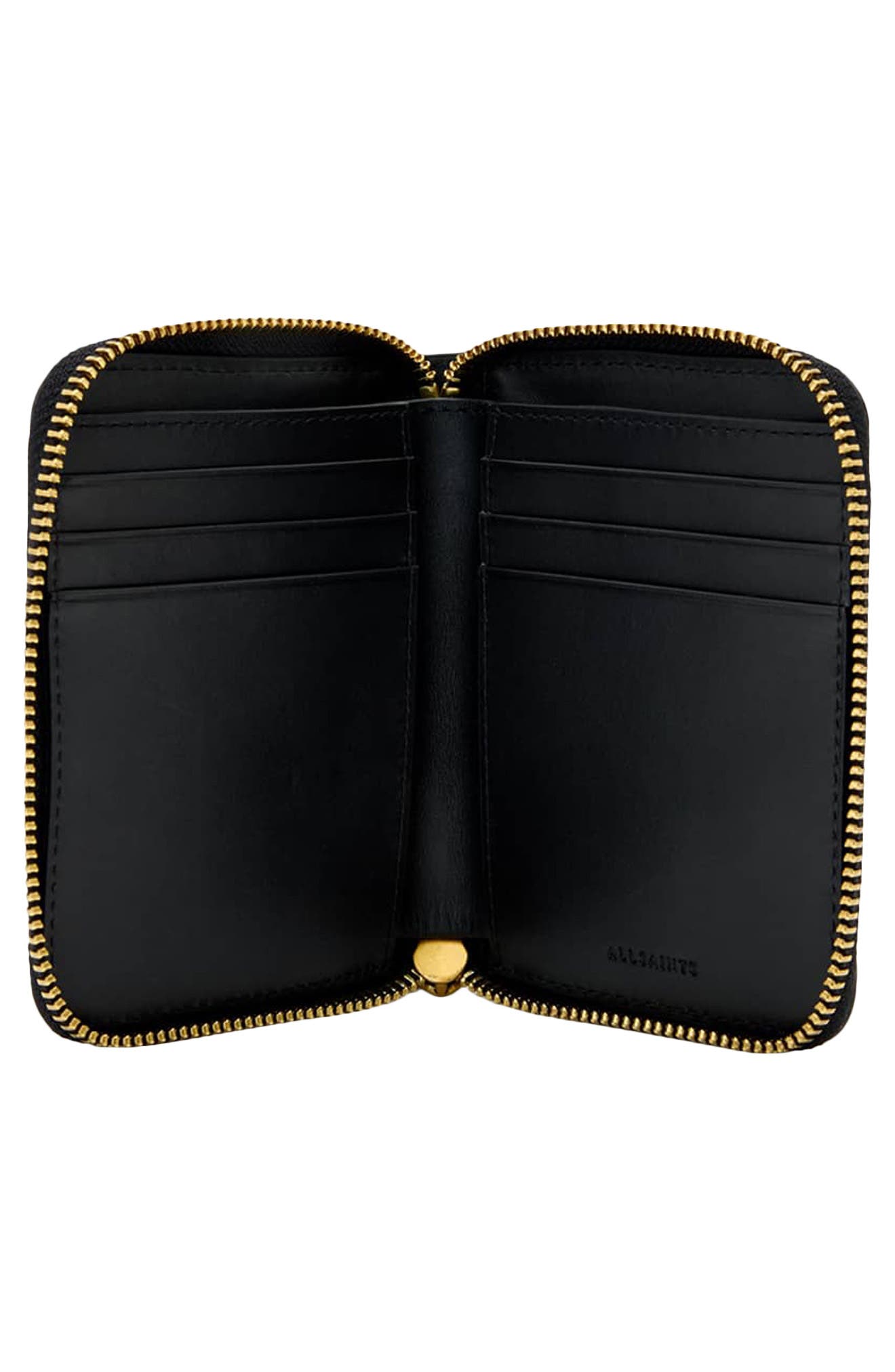 AllSaints Lena Hex Leather Zip Wallet (Women) | Nordstromrack