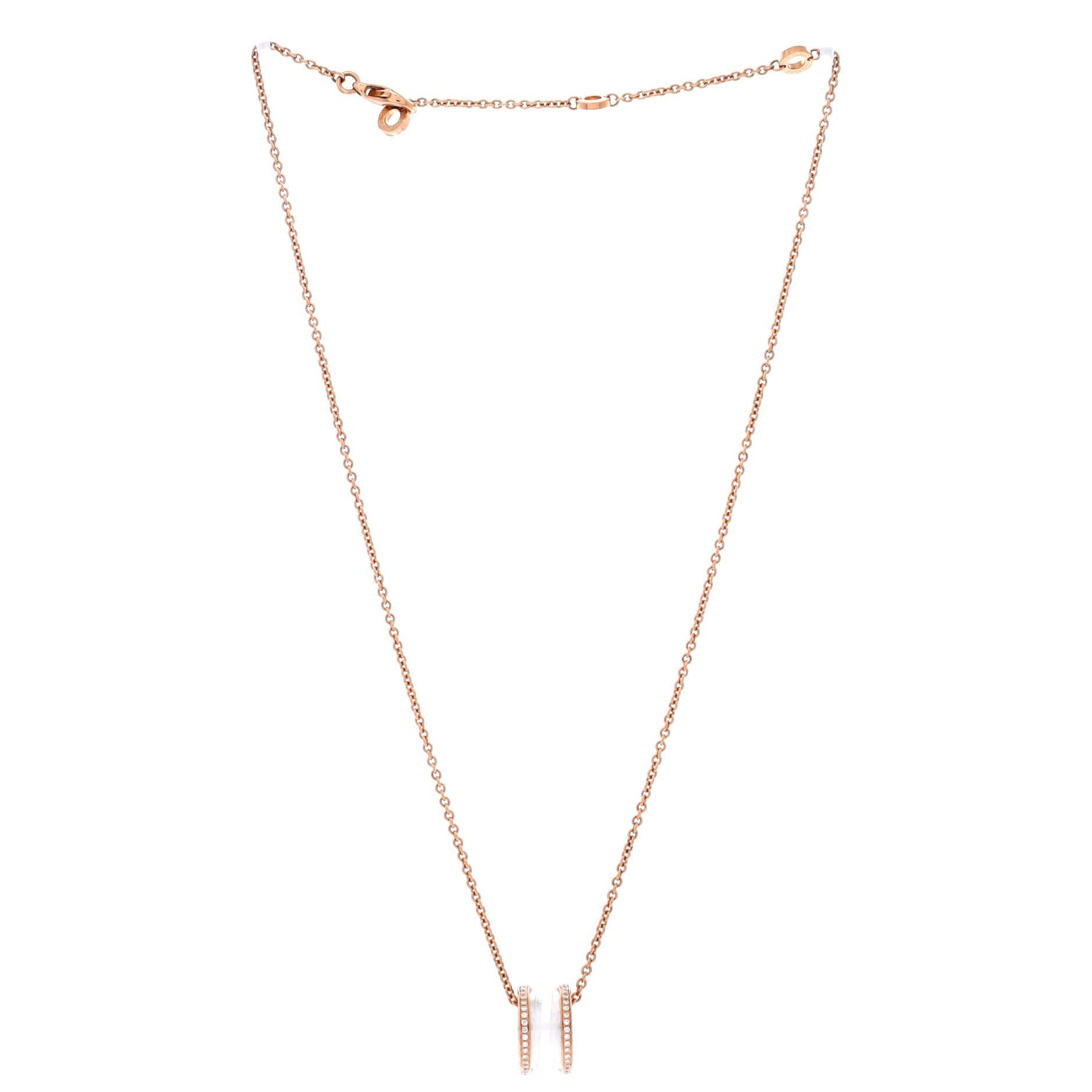 B.Zero1 Pendant Necklace 18K Rose Gold and Ceramic with Diamonds, Alternate, color, Metallic Gold