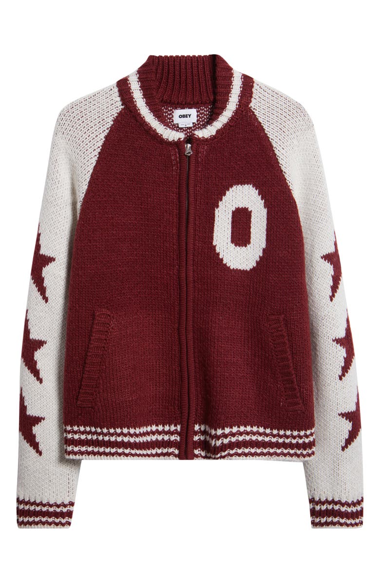 Obey Cowichan Zip Cardigan, Alternate, color, Tawny Port