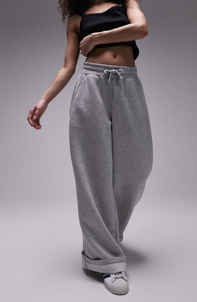 Topshop Wide Leg Cuffed Joggers, Alternate, color, 