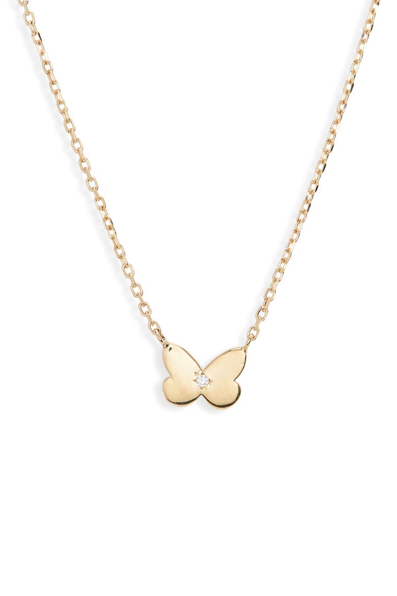 Jac + Jo Icon Butterfly Pendant Necklace, Main, color, CLEAR/GOLD