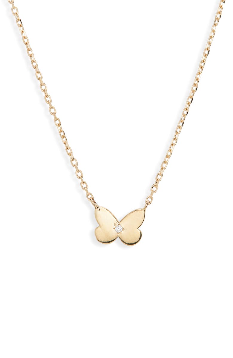Anzie Jac + Jo Icon Butterfly Pendant Necklace, Main, color, Clear/Gold