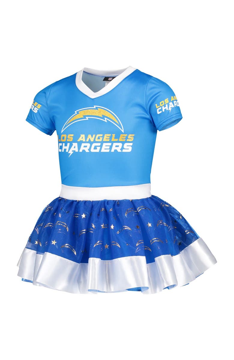 JERRY LEIGH Girls Youth Powder Blue Los Angeles Chargers Tutu Tailgate Game Day V-Neck Costume, Alternate, color, 