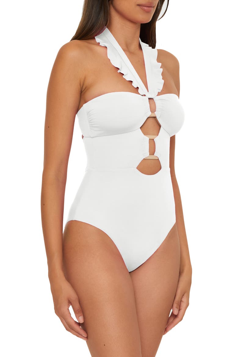 Buckle Up One-Piece Swimsuit, Alternate, color, WHITE