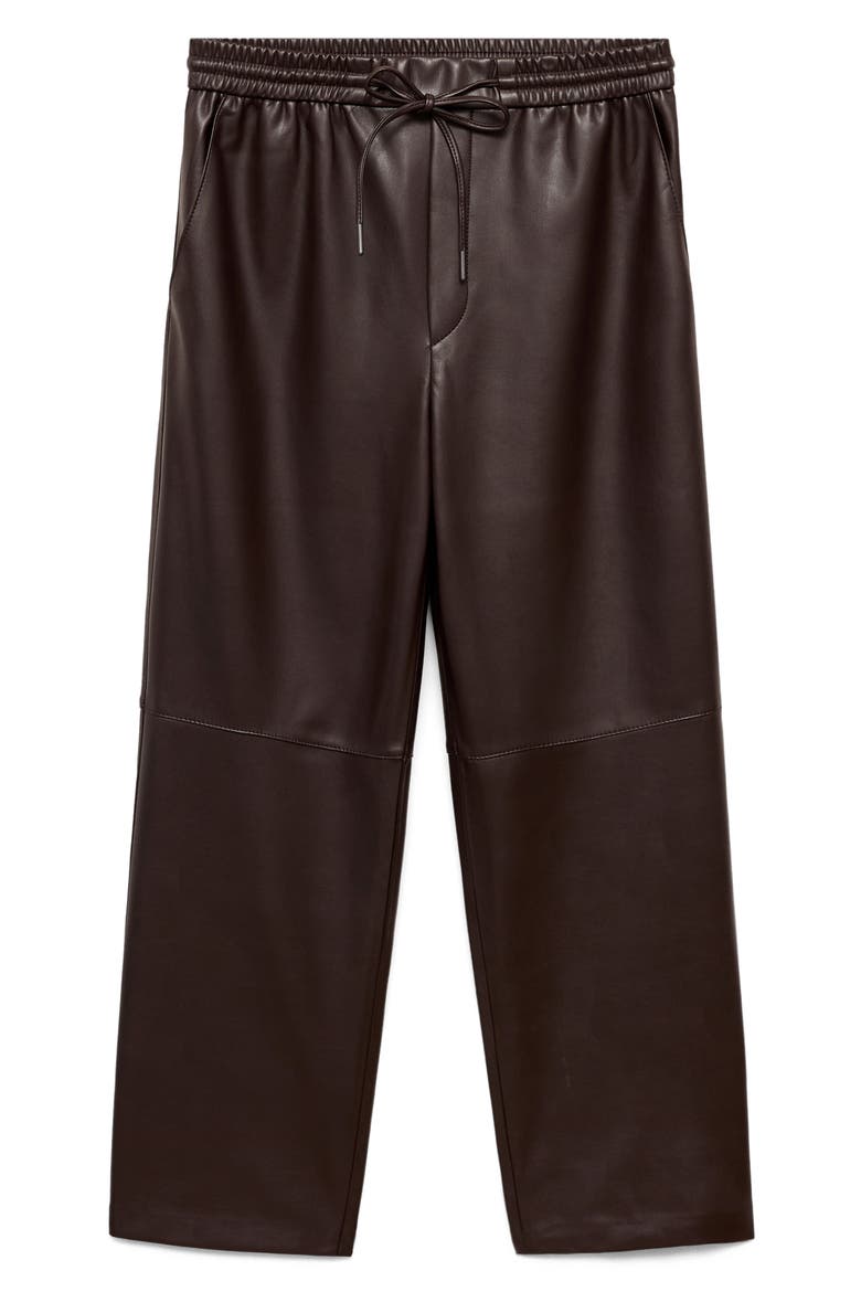 Faux Leather Drawstring Pants, Alternate, color, CHOCOLATE