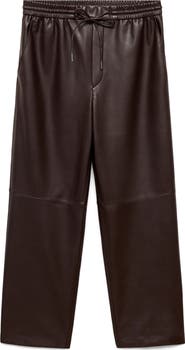 MANGO Faux Leather Drawstring Pants