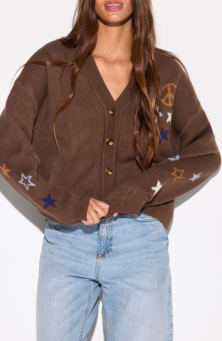 Spiritual Gangster Divine Eye Delaney Cardigan, Alternate, color, Coco