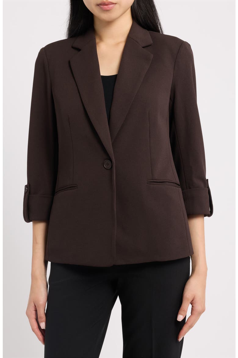 One-Button Blazer, Alternate, color, CHOCOLATE BROWN