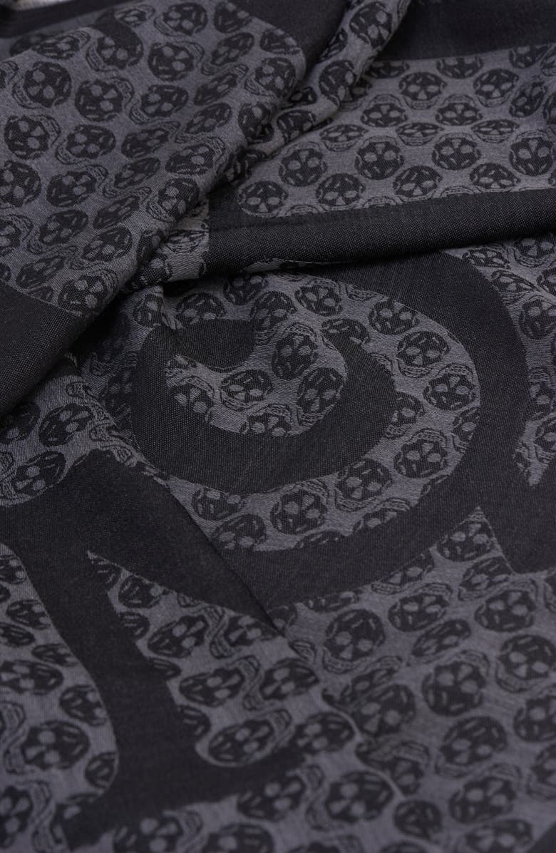 McQueen Multilogo Wool Scarf, Alternate, color, Grey/ Dark Grey