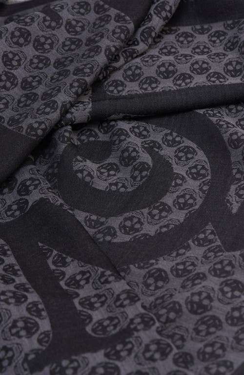 Alexander Mcqueen Mcqueen Multilogo Wool Scarf In Gray