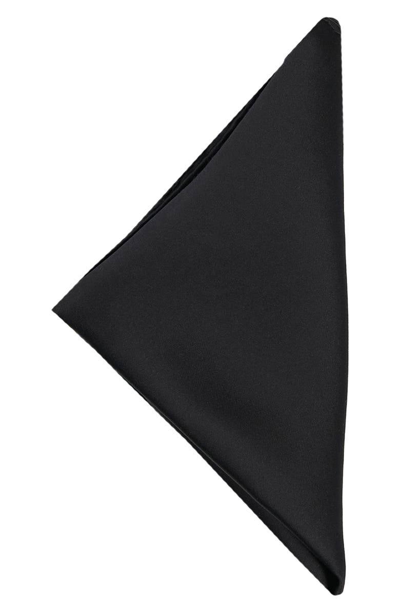 CONSTRUCT Solid Satin Pocket Square, Alternate, color, Noir