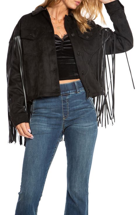 Fringe Faux Leather Trucker Jacket