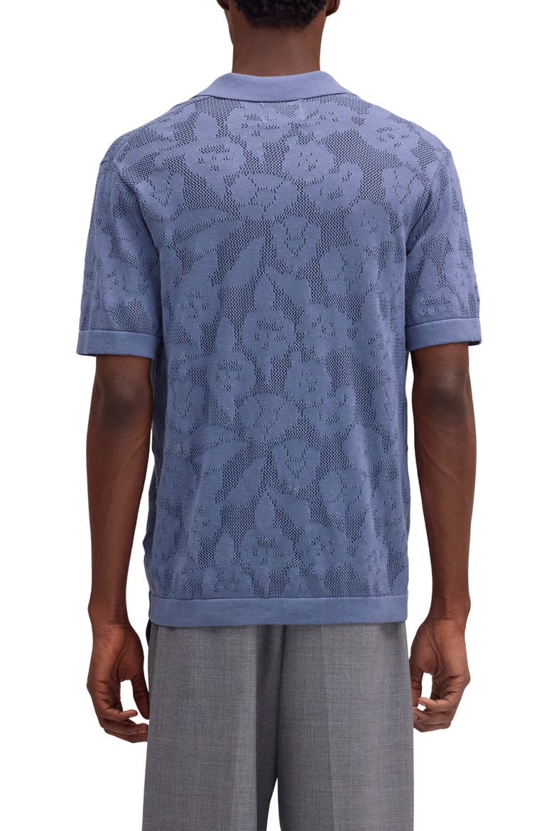 Ryan Floral Pointelle Jersey Polo, Alternate, color, STONE BLUE