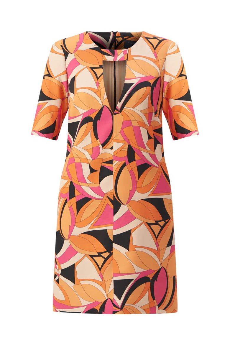 Short Sleeve Cut Out Mini Printed Dress, Alternate, color, MULTICOLOR