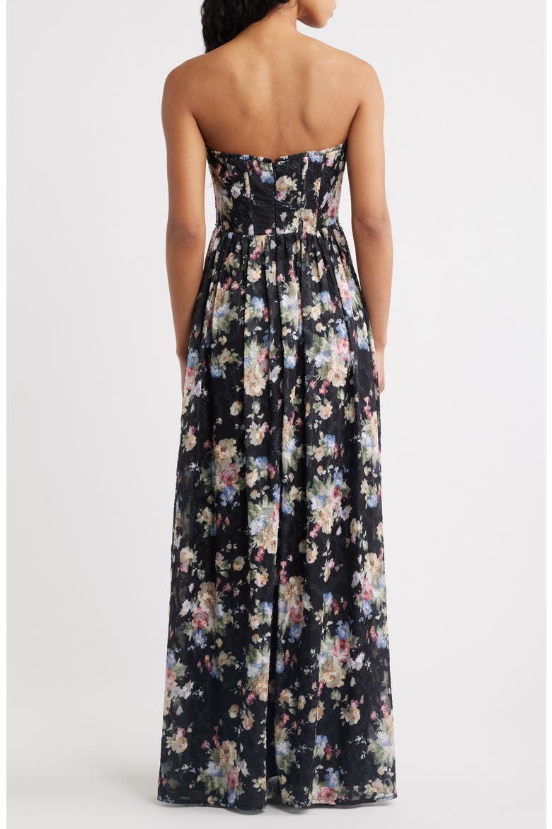 Remi Floral Corset Maxi Gown, Alternate, color, BLACK MULTI