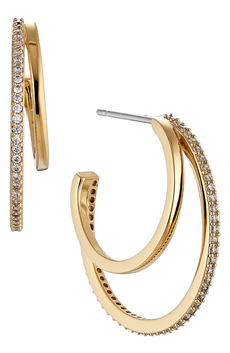 Nadri Golden Hour Pavé Double Hoop Earrings, Main, color, 