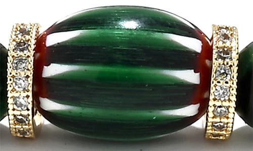 Eye Candy Los Angeles Zephyrine Pavé Beaded Stretch Bracelet In Green