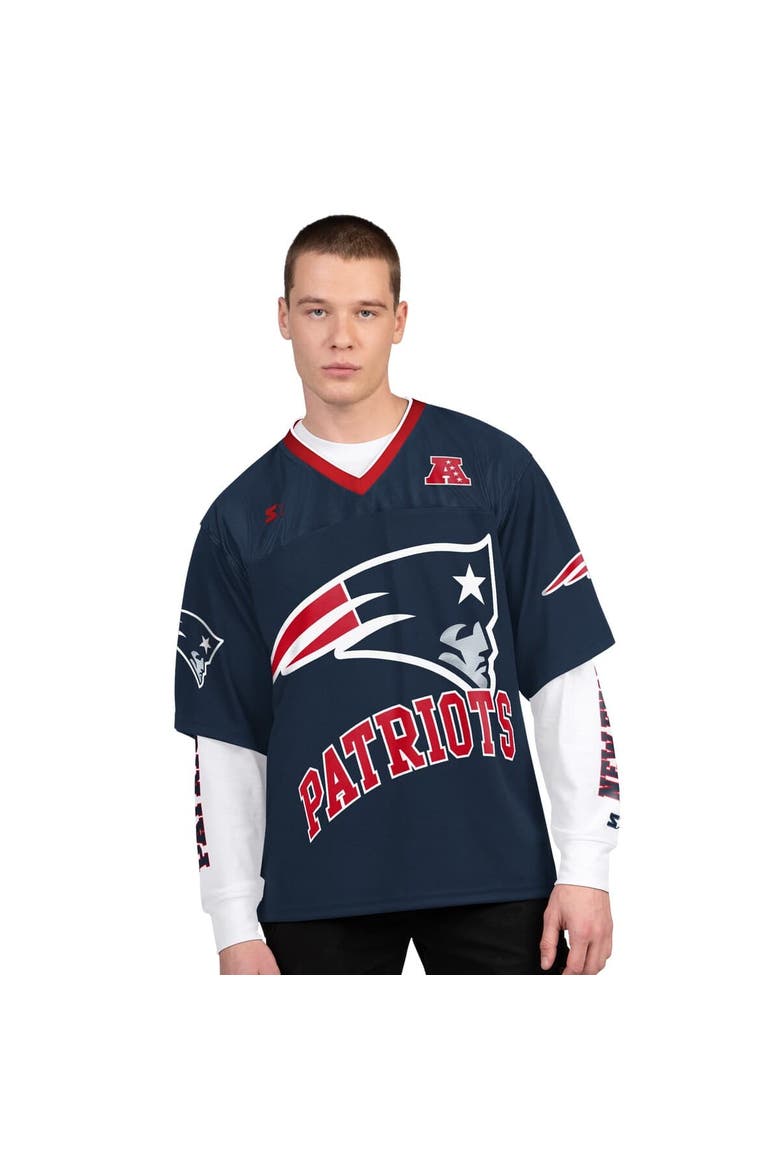 Men's Starter Navy/White New England Patriots Short Sleeve & Long Sleeve T-Shirt Combo Pack, Main, color, Navy