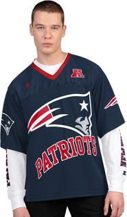 STARTER Men's Starter Navy/White New England Patriots Short Sleeve & Long Sleeve T-Shirt Combo Pack