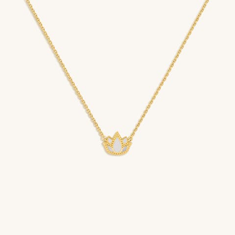 Centered Mindset Lotus Mother of Pearl Necklace