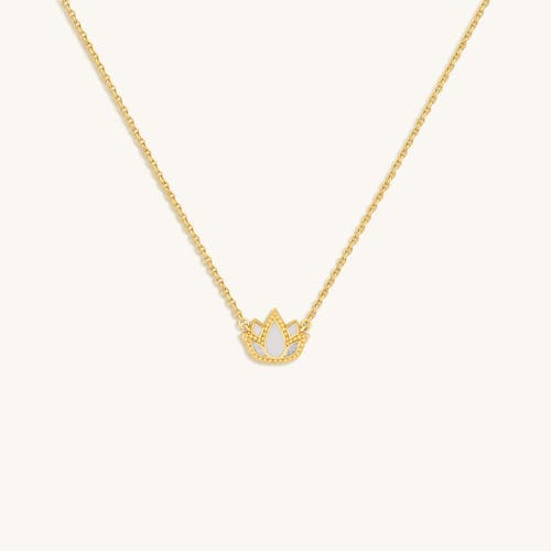 Karma And Luck Centered Mindset Lotus Mother Of Pearl Necklace