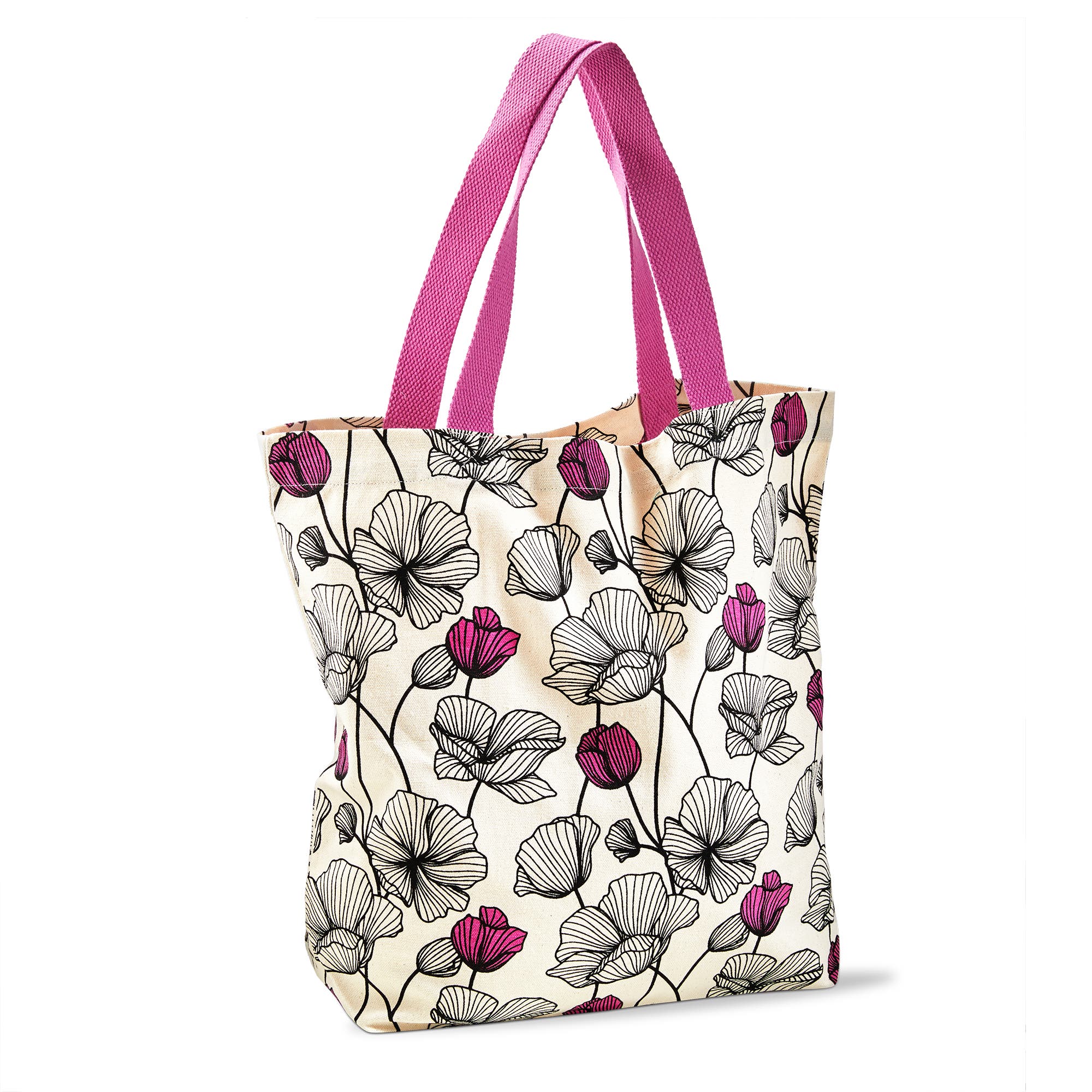 tag Poppy Tote Fuchsia Cotton Everyday, Main, color, Fuchsia