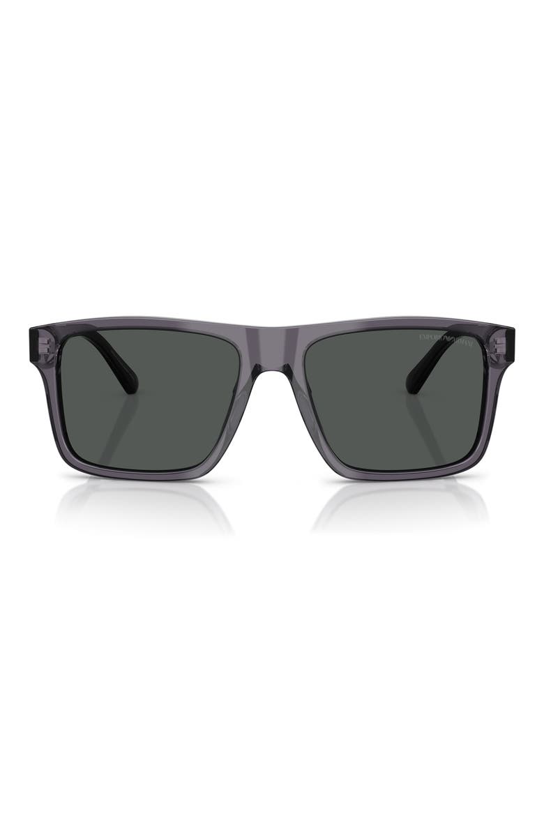 57mm Square Sunglasses, Main, color, TRANSPARENT DARK GREY / SMOKE