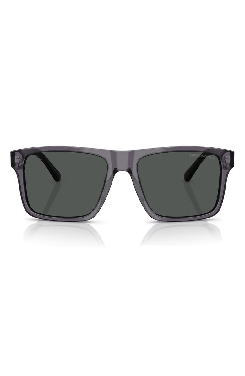 Emporio Armani 57mm Square Sunglasses, Main, color, Transparent Dark Grey / Smoke