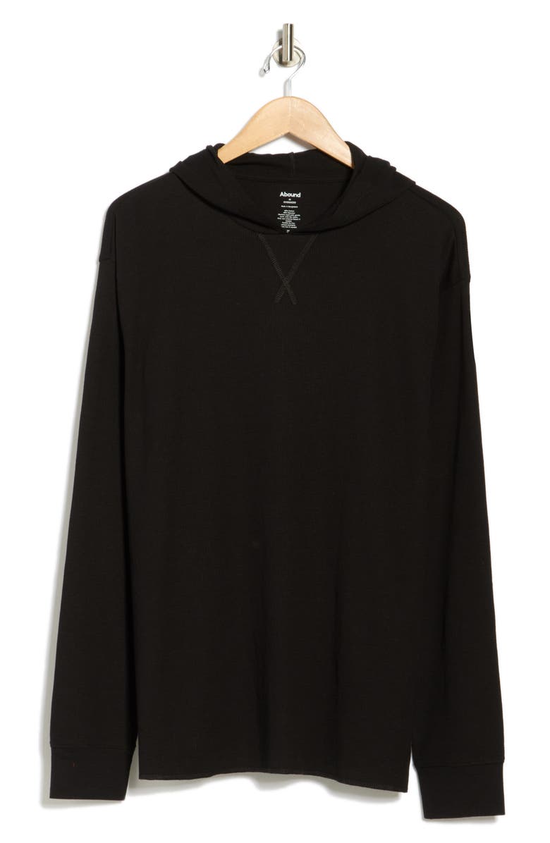 Abound Waffle Knit Thermal Hoodie, Alternate, color, Black