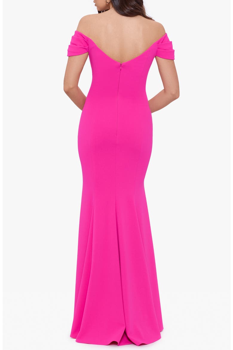Rosette Off the Shoulder Scuba Gown, Alternate, color, PINK