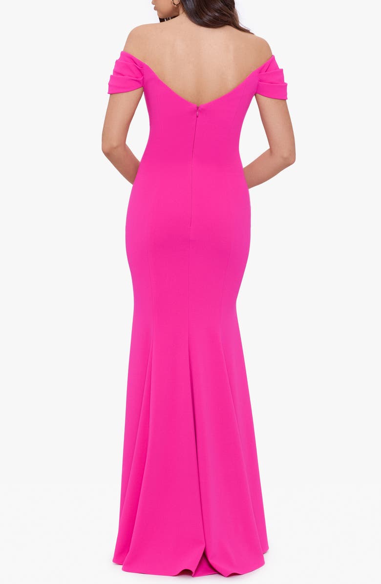 Betsy & Adam Rosette Off the Shoulder Scuba Gown, Alternate, color, 