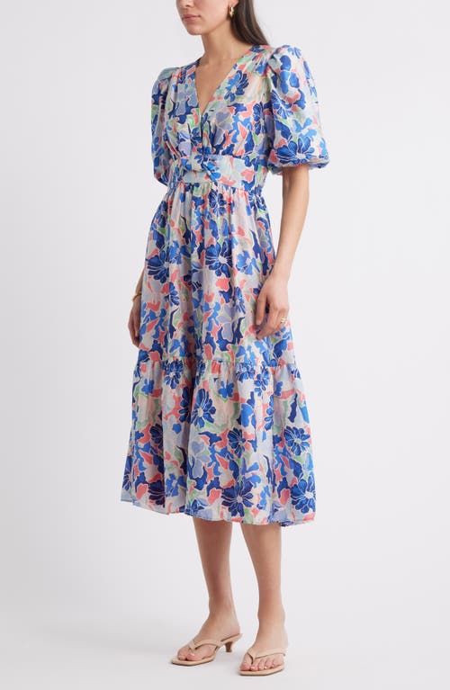 Caslon ® Twist Detail Allover Print Midi Dress In Blue