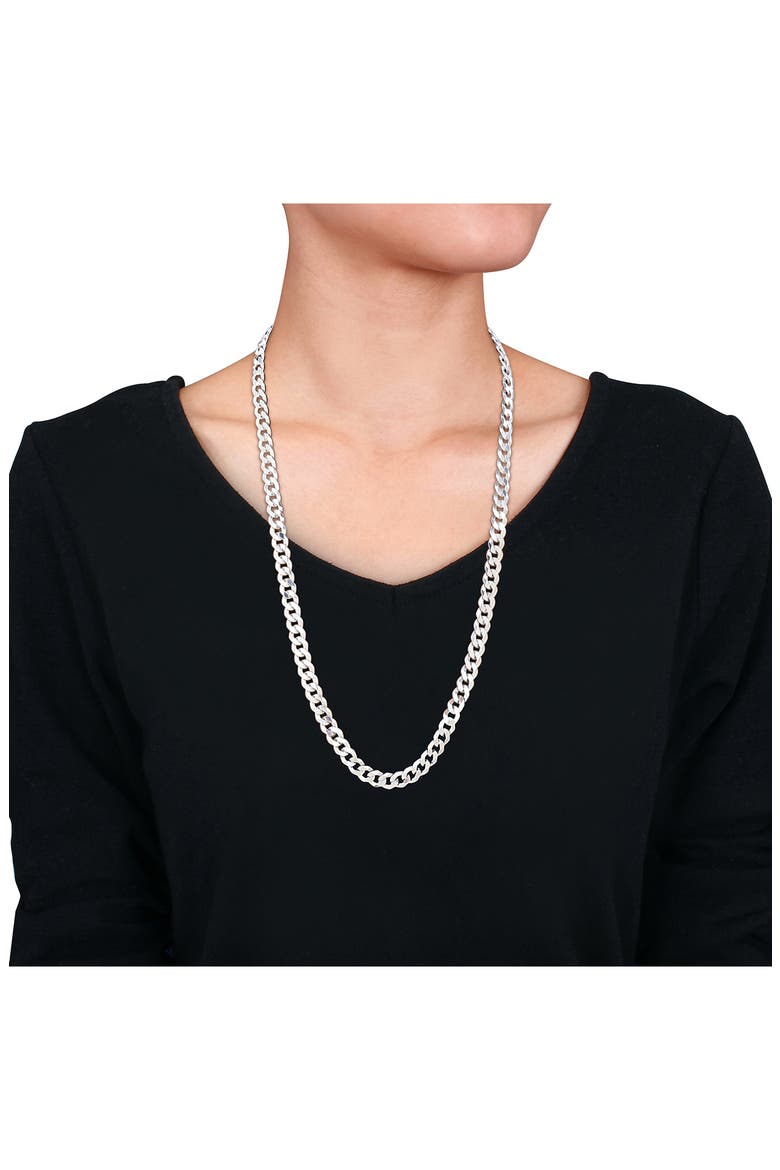 Sterling Silver Bevel Curb Chain Necklace, Alternate, color, SILVER