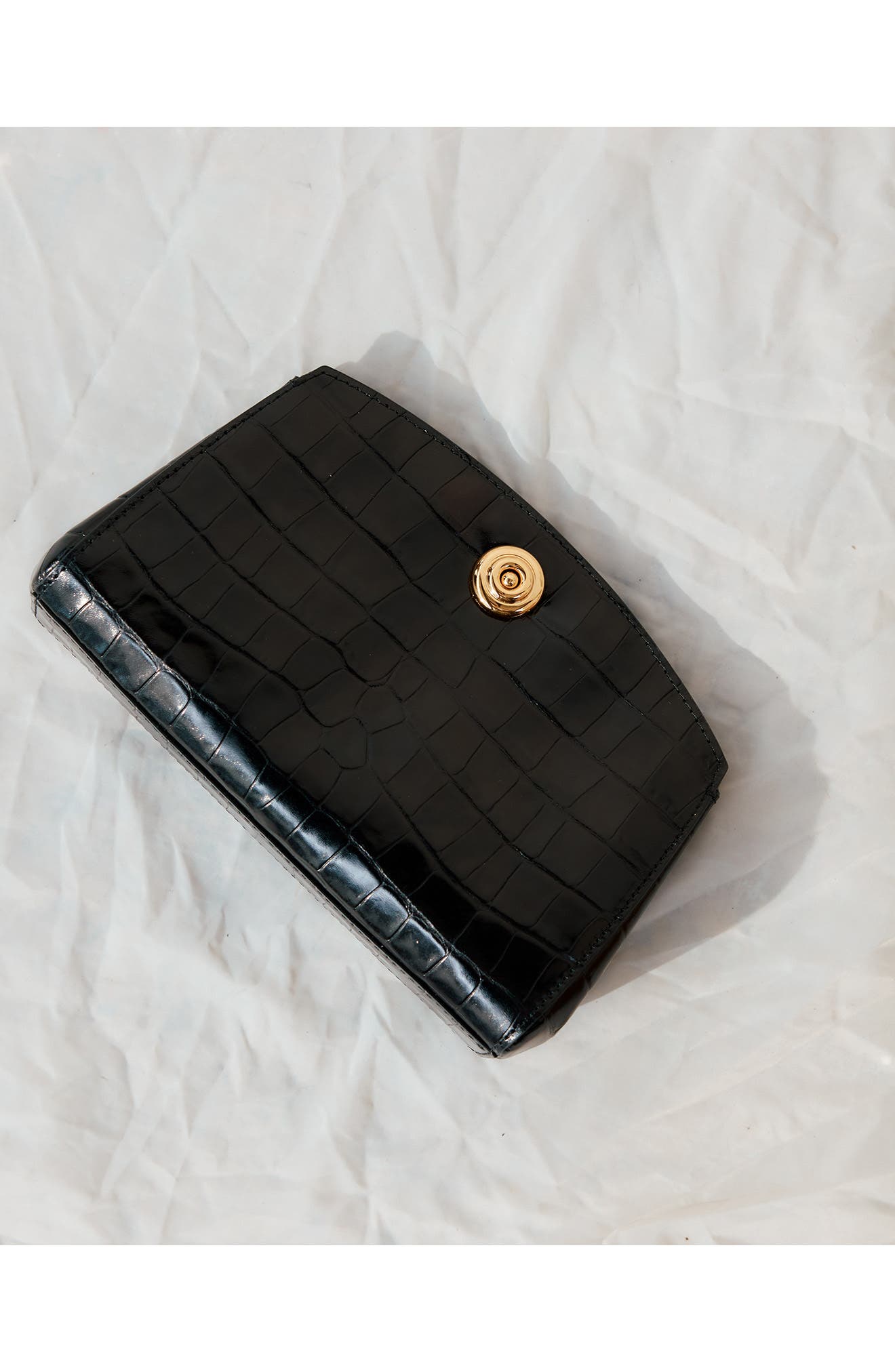 LIFFNER Pushlock Leather Clutch, Alternate, color, Black