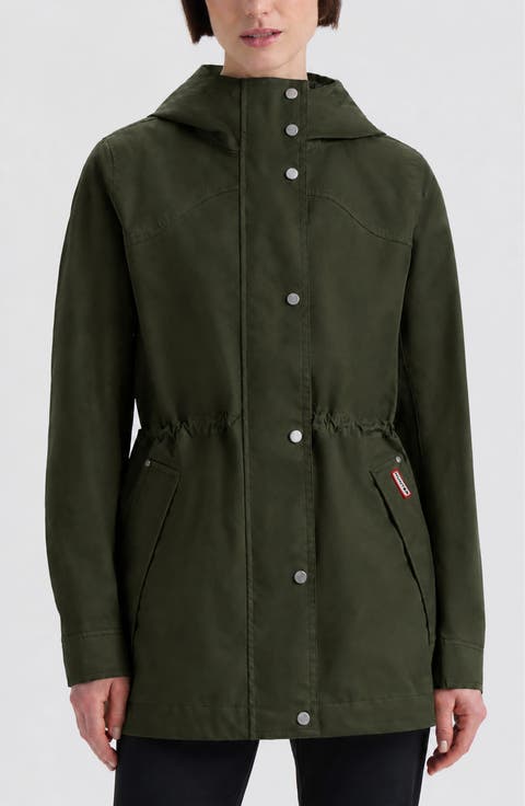 Adela Water Repellent Cotton Canvas Hooded Jacket