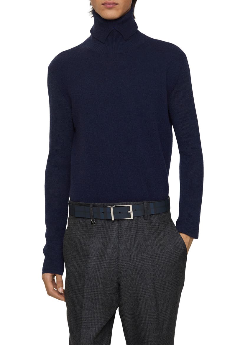 Louis Reversible Check Belt, Alternate, color, NAVY IP CHK/ BLACK